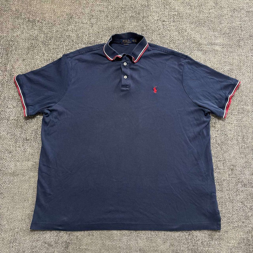 Polo Ralph Lauren Polo Shirt Mens XL Navy Blue Tipped Collar Classic Fit